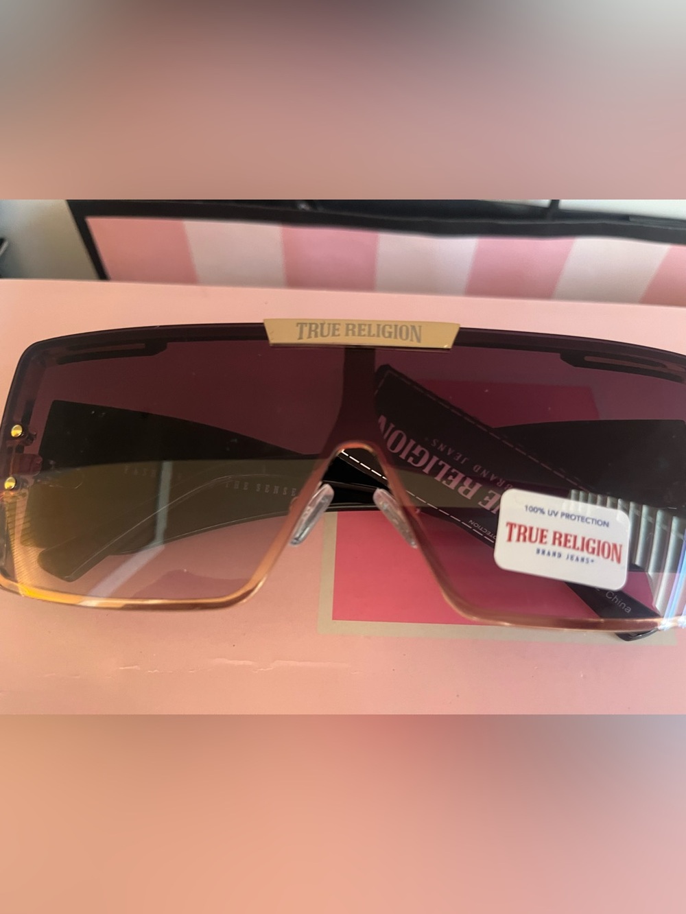 True Religion Men's Brown Gradient Shield Sunglasses